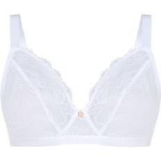 Oola Lace & Logo Non Wired Soft Bra Plus Size - White