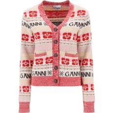 L - Multifargete Cardigans Ganni Jacquard-Knit Logo