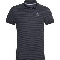 Odlo Men's Nikko Dry Polo Shirt - Black/Steel Grey/Stripes