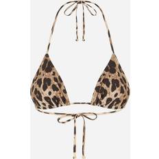 Elastane/Lycra/Spandex Swimwear Dolce & Gabbana Leopard-printed bikini top brown