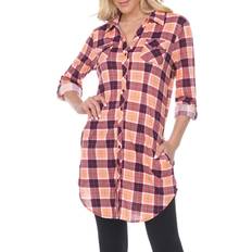 White Mark Plaid Tunic Top - Orange