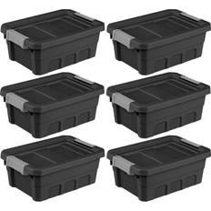 Sterilite storage containers Sterilite 4 Gallon Stackable Rugged Industrial Tote Containers Clip Storage Box