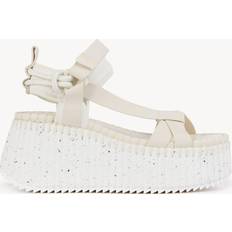 Chloé Chaussures Chloé Beige Nama Wedge Sandals 00L Pearly Grey IT