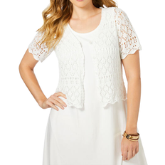 Short Sleeves Cardigans Jessica London Women's Crochet Shrug - White