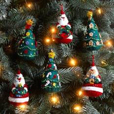 Bucilla Bucilla felt ornaments applique kit set of 6-santa's tree treasures