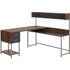 Wood desk with hutch Techni Mobili L Shape with Hutch Writing Desk