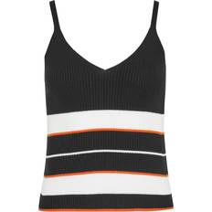 Ribbed Sleepwear LTS Long Tall Sally Stripe Ribbed Knitted Top - Cami/Black