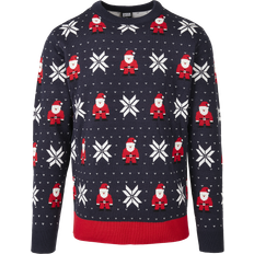 Homme - Pull de Noël Pulls Urban Classics Sweatshirt Nicolaus and Snowflakes - Bleu