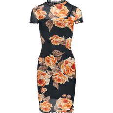 Urban Classics Mesh Double Layer Dress - Black/Orange