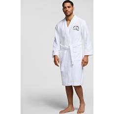 Men Robes Karl Lagerfeld Address Logo Towelling Bathrobe, White