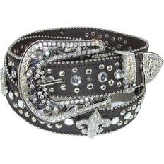 Silver - Women Belts CTM Fleur de Lis Studded Rhinestone Belt Women