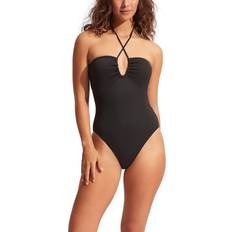 Nylon Swimsuits Seafolly Black Bandeau Swimsuit - Black