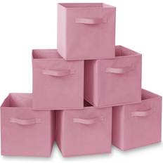 Pink Storage Boxes Casafield Collapsible Fabric Cube Storage Bins Set of 6 - 11' Foldable Cubby Organizers & More Caja de almacenamiento