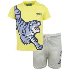 Kenzo Autres Ensembles Kenzo Baby Tiger Print T- shirt & Shorts Set - Grey /Yellow (K08053-A10)