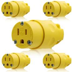 Yellow Remote Control Outlets ELEGRP 15 Amp 125-Volt NEMA 5-15R 2 Pole 3 Wire Grounding Straight Blade Connector, Yellow 5-Pack