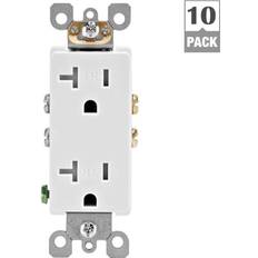 Power Strips & Branch Plugs Leviton decora 20 a-125v tamper resistant outlet, white 10-pack