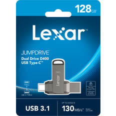 LEXAR Hukommelseskort & USB Stik LEXAR jumpdrive dual drive d400 usb 3.1 type-c usb drive, 128gb, silver