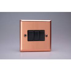 Black Wall Switches Varilight 3-Gang 10A 1- or 2-Way Rocker Switch in Brushed Copper