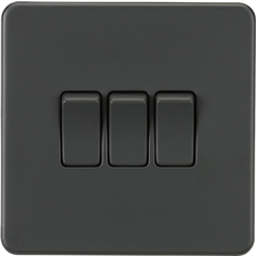 Grey Dimmers Knightsbridge Screwless 10AX 3G 2-Way Switch Anthracite