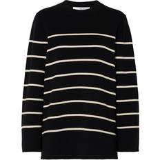 Selected Long Knit O-Neck Sweater - Black