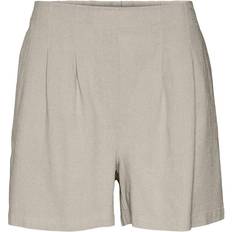 Beige Shorts Vero Moda High Waist Shorts - Grey/Silver Lining