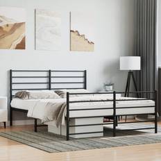 vidaXL Metal Bed Frame with Headboard and Footboard 140x200 cm Black