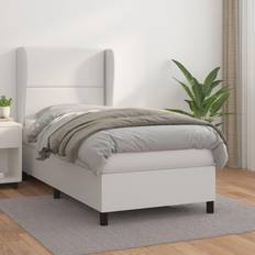 Bianco Letti vidaXL Giroletto A Molle Con Materasso Bianco 100x200 cm In Similpelle Letto Continentale