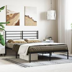 Camas y Colchones vidaXL Bed Frame Metal Platform with Headboard Black 59.8' x 78.7