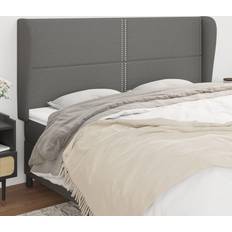 Senge & Madrasser vidaXL kanter 203x23x118/128 stof mørkegrå Sengegavl