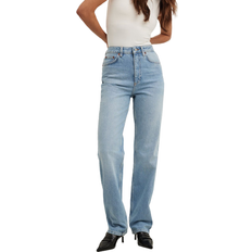 NA-KD Straight Leg High Waist Jeans - Light Blue