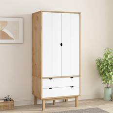 Organizzazione Abiti saldi vidaXL Otta Marrone e Bianco 76.5x53x172 cm Legno di Pino Armadio