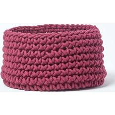 Purple Boxes & Baskets Homescapes Cotton Knitted Round 21cm Basket