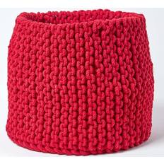 Red Baskets Homescapes Cotton Knitted Round Red Basket