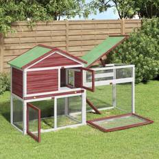 vidaXL Kaninbur Mocka 185,5 x 60,5 x 109,5 cm Massiv Furu