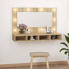 Marron Armoires de Toilette avec Miroir vidaXL Armoire À Miroir Avec LED 90 cm Contemporain