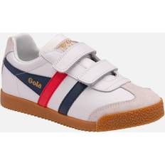 Girl's Harrier Leather Riptape Kids Trainers White/White/Navy/Red