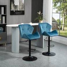 Homcom Set Of 2 Velvet-touch Bar Stool