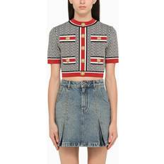 Balmain Sweatere Balmain Strik Jacquard Monogrammeret Crop Top - Flerfarvet