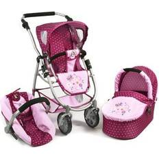 Bayer Chic CHIC 2000 3-i-1 Kombivogn til dukker EMOTION ALL IN Dots Brombær