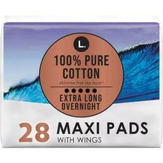 Maxi pads with wings L. Organic Cotton Maxi Extra Long Overnight Pads 28-pack