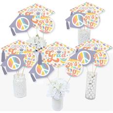 Confetti Big Dot of Happiness Groovy grad graduation party centerpiece sticks table toppers set 15