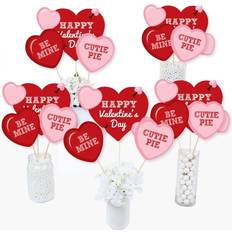 Valentines Day Party Decorations Big Dot of Happiness Conversation Hearts Valentine's Day Centerpiece Sticks-Table Toppers-Set 15 Red Red