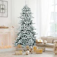 7ft christmas tree Gymax 7FT Snow Flocked Hinged Fir Christmas Tree