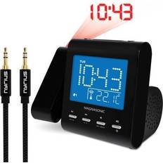 Alarm Clocks Magnasonic eaac601 projection clock radio & bonus 3.5mm aux stereo cable