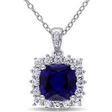 Harmony 3.70 carat ctw lab-created blue & white sapphire necklace sterling silver