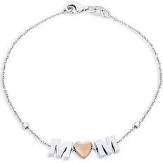 Bracelets Bling Jewelry Dainty Delicate Rose Heart MOM Word Charm Bracelet 925 Silver