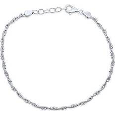 Silver Anklets Twisted bead snake chain anklet hot wife 925 sterling silver extender