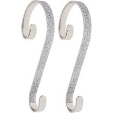 Metal Stockings Haute Decor 6 Steel Silver Glitter Scrolls Holders 2-Pack