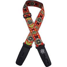 Gold Straps Lock-It Straps Jacquard 2" Locking Guitar Strap Red With Gold Flowers