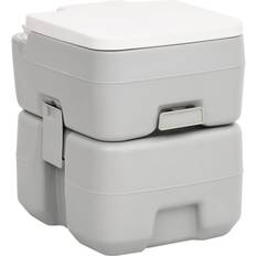 VidaXL Toilettes vidaXL Toilette de camping portable gris et blanc 20 10 L PEHD, toilette portable pour le camping, toilette portable, toilette de voyage